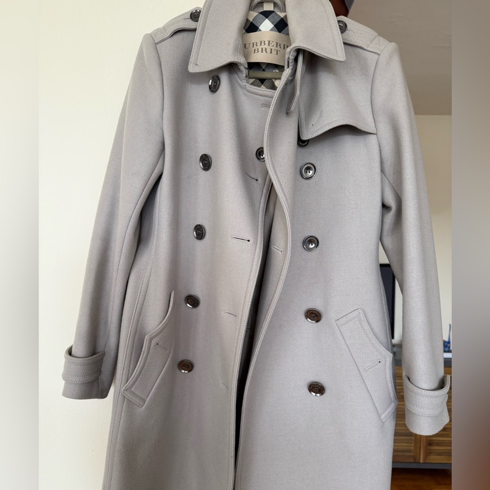 Women’s Burberry Brit Stone Wool Balmoral Classic Trench Coat ✨Size 10US✨